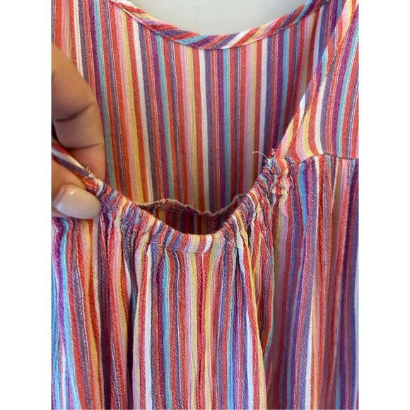 Urban Outfitters Out From Under Jumpsuit Rainbow Striped medium boho festival va - Picture 6 of 9